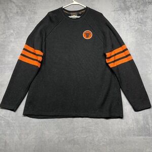 Harley Davidson Y2K Motorcycles Sweater Mens XL Black Orange Logo Knit Acrylic